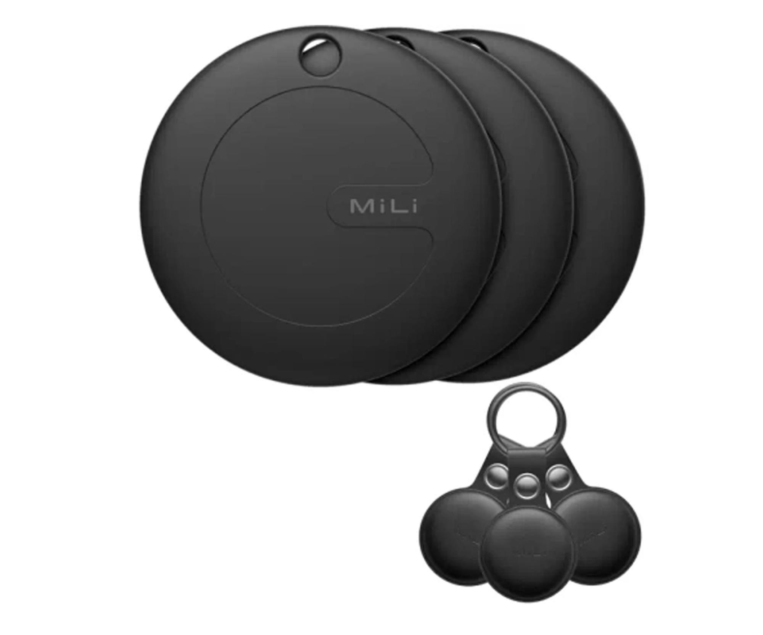 MiLi MiTag czarny dla iPhone + czarne etui 3szt