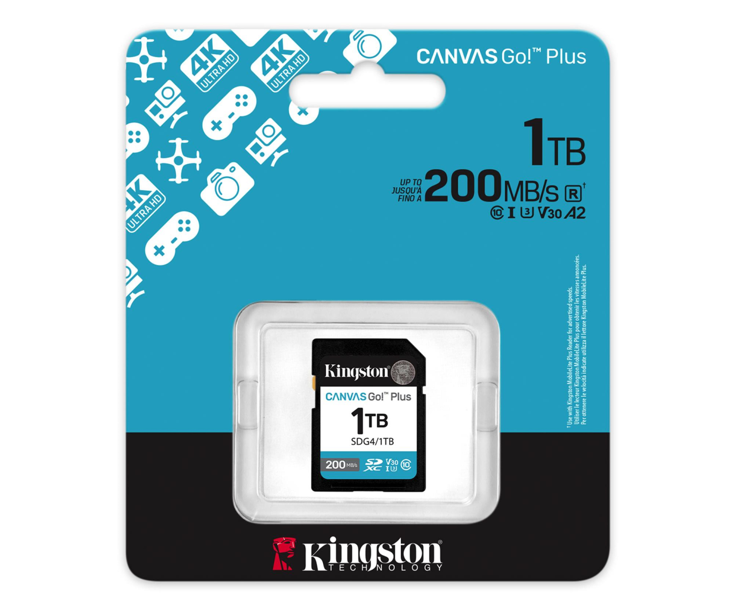 Kingston 1TB SDXC Canvas Go! Plus Gen4 200MB/s C10 UHS-I U3 V30