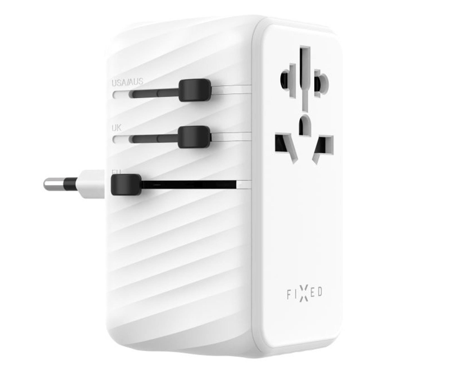 FIXED Voyager World Adapter 3xUSB-C/1xUSB GaN 120W bialy