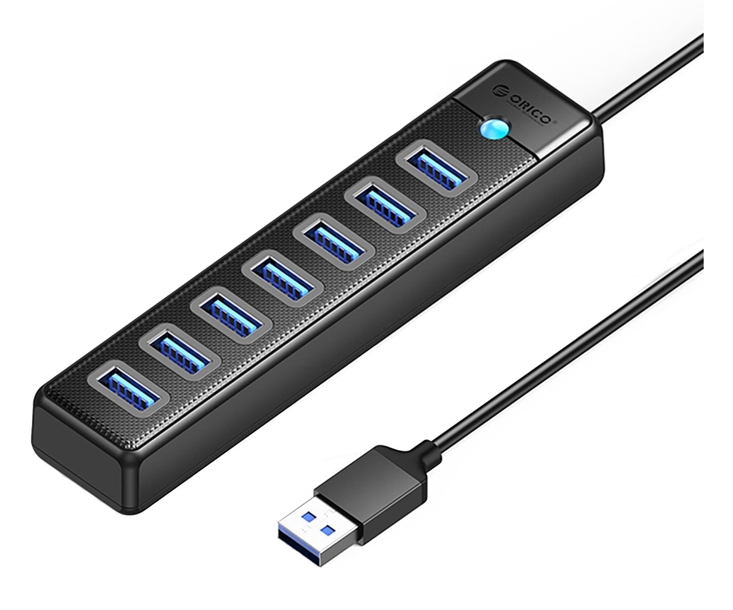 Orico USB-A - 7x USB-A 3.0, USB-C 5V/3A 1m - czarny