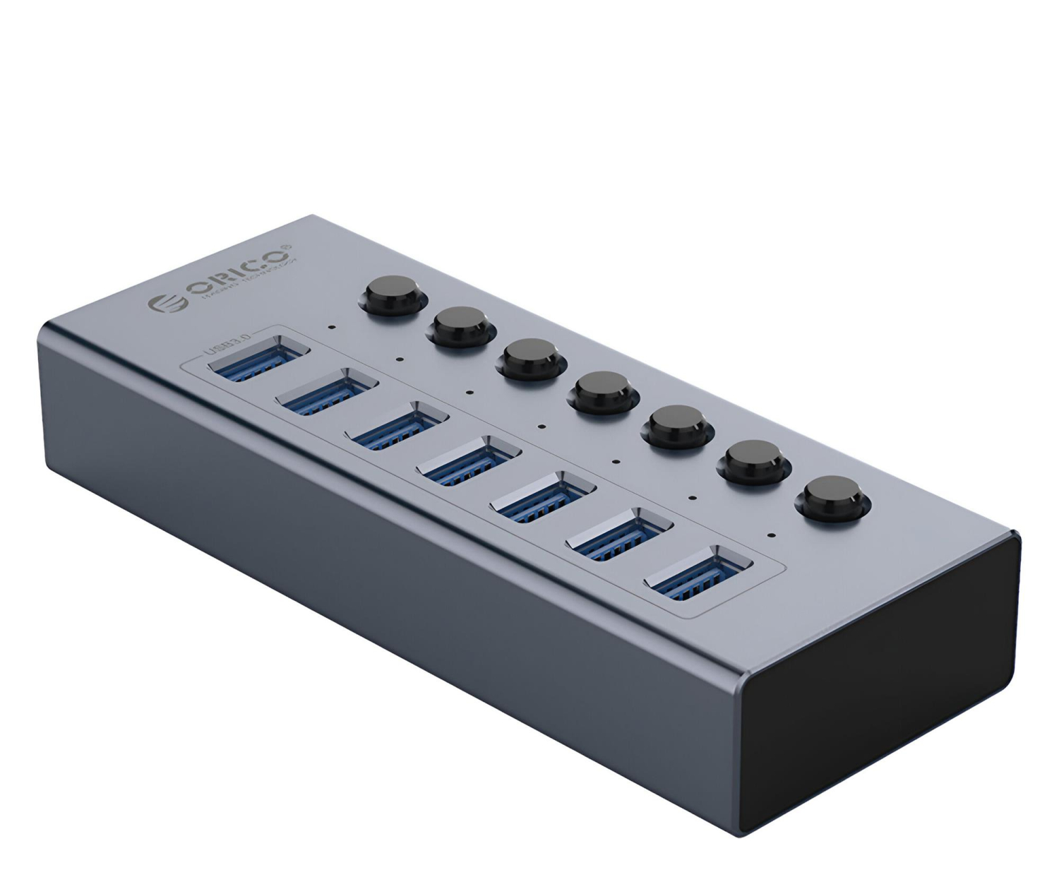 Orico 7x USB-A 3.0 z włącznikami - szary