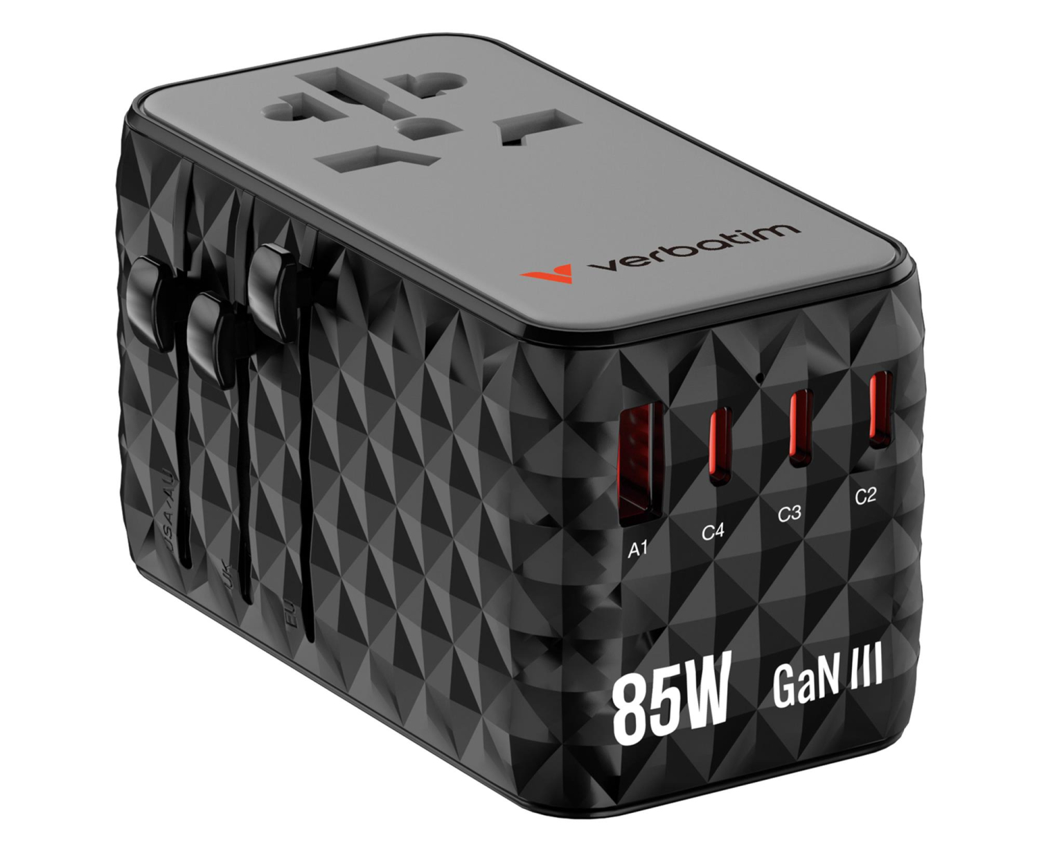 Verbatim Charge ´n´ Travel Adapter Diamond 85W Retractable Cable CNT-
