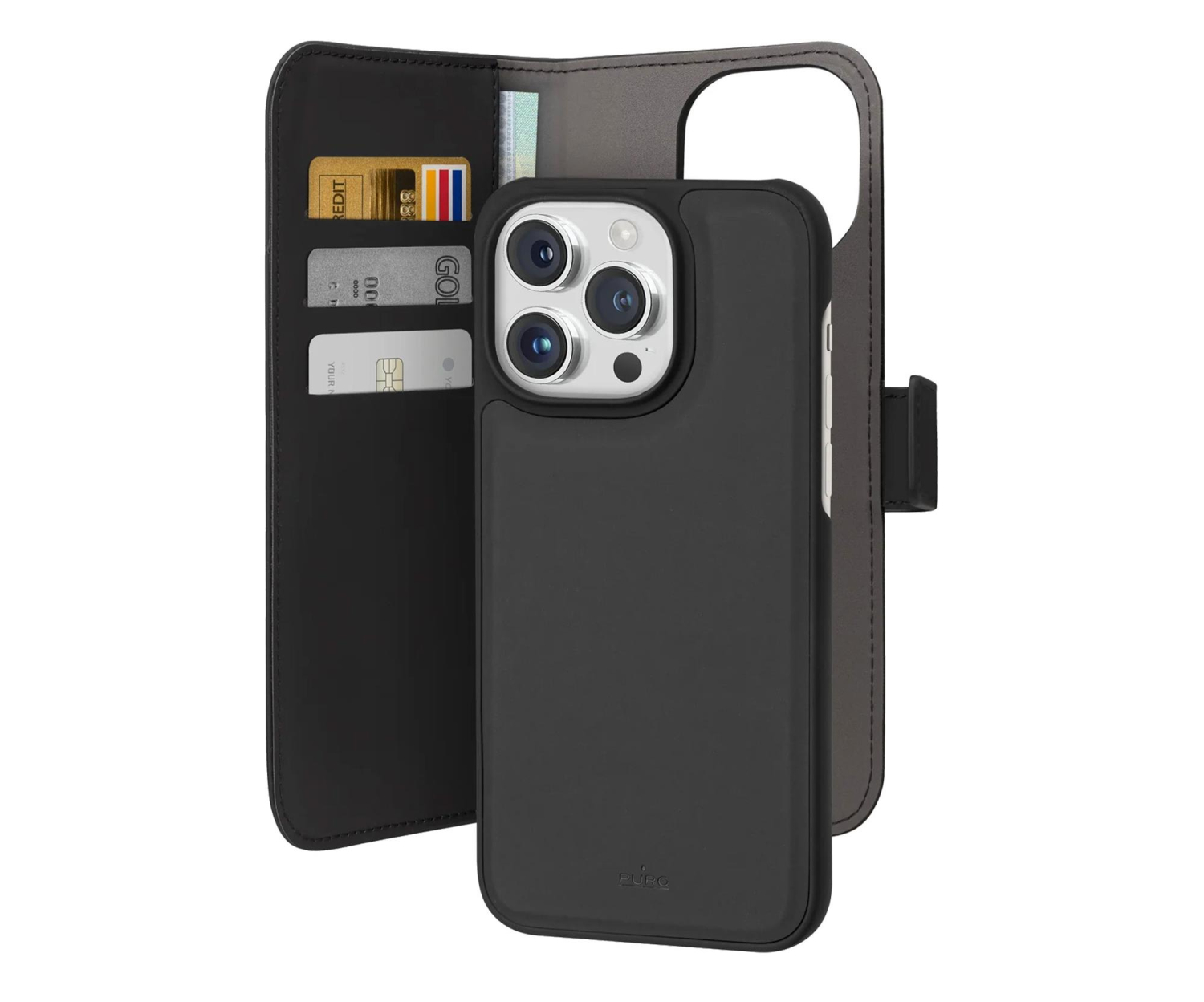 Puro Wallet Detachable MagSafe 2w1 z klapką i portfelem do iPhone