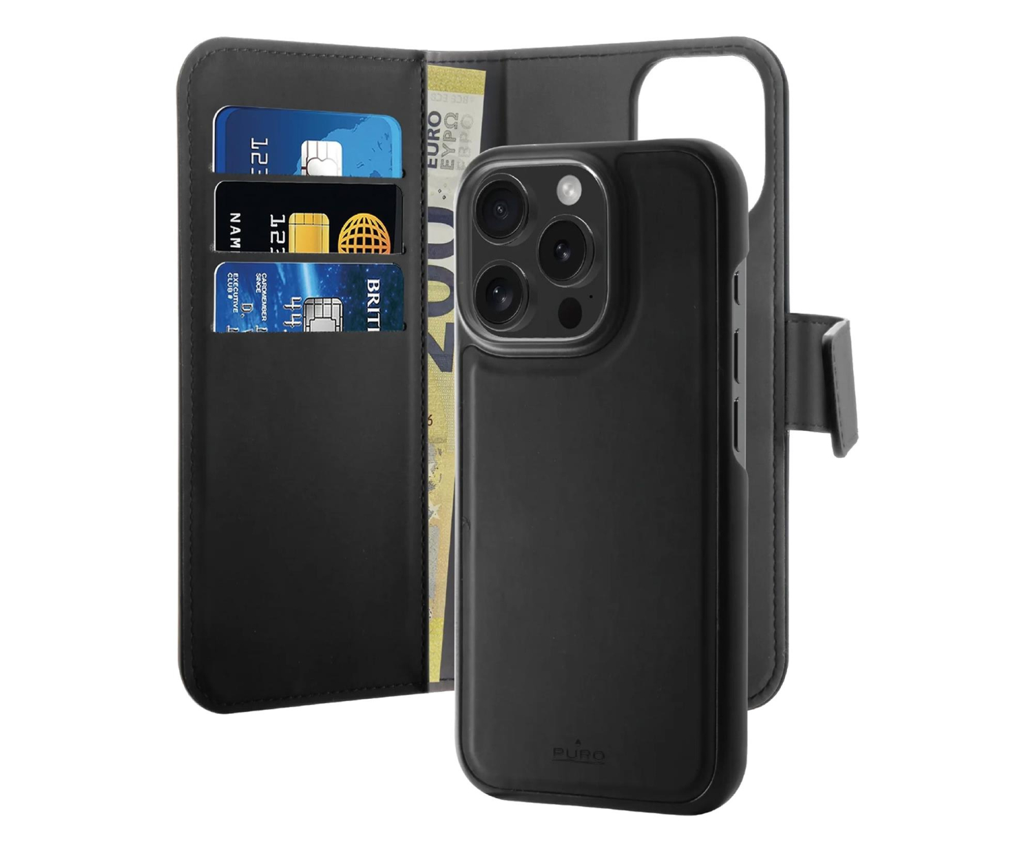 Puro Wallet Detachable MagSafe 2w1 z klapką i portfelem do iPhone