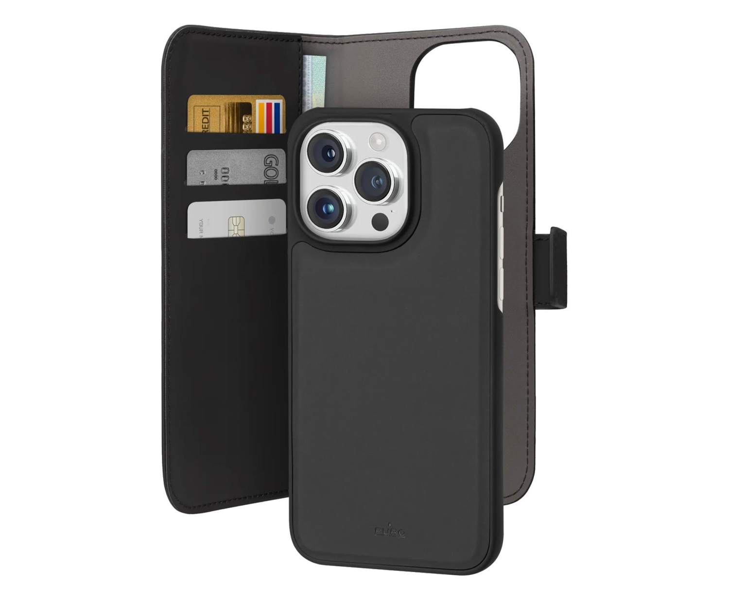 Puro Wallet Detachable MagSafe 2w1 z klapką i portfelem do iPhone
