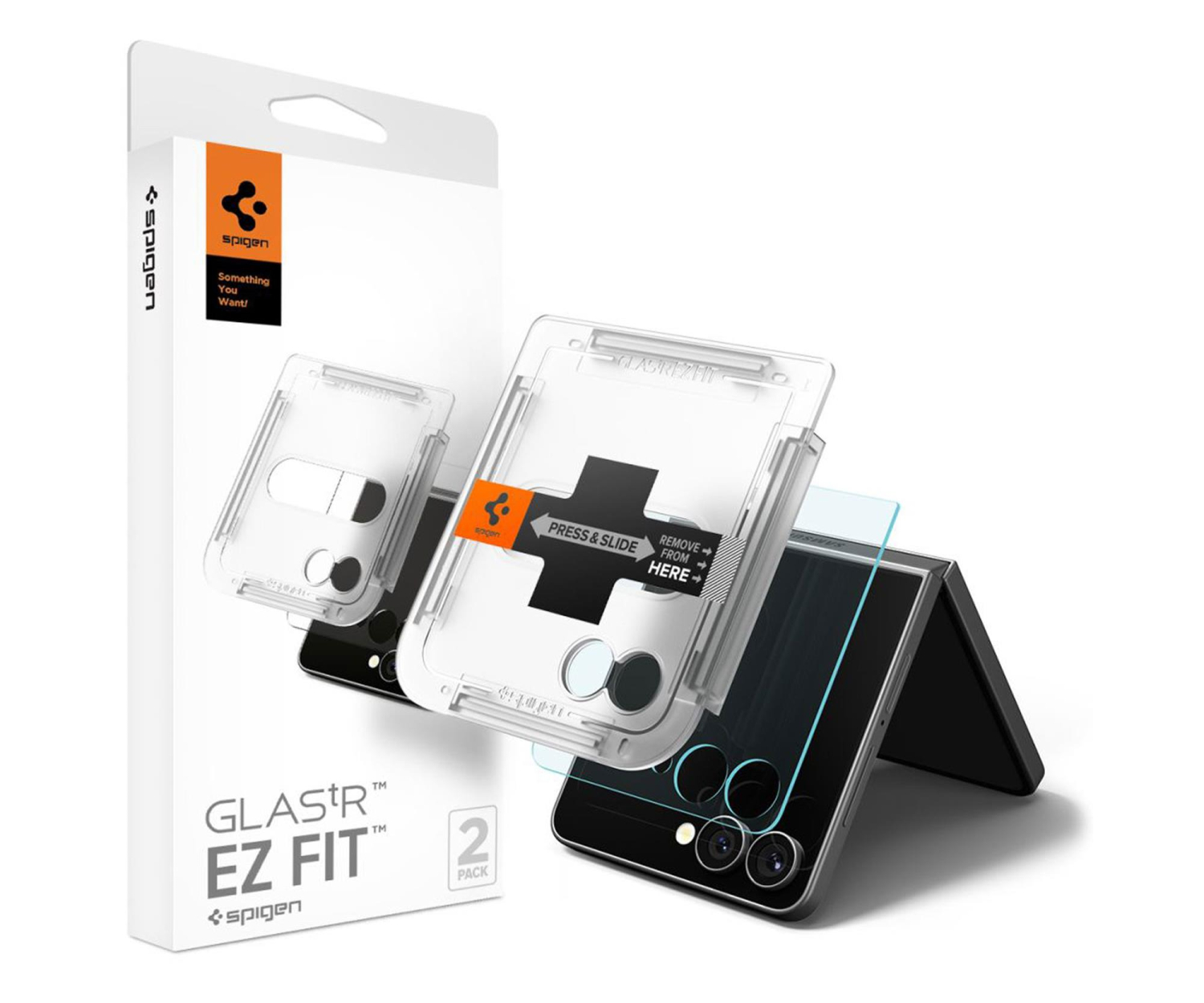 Spigen Glas.TR ”EZ FIT” HD 2-Pack do Galaxy F Flip 7 clear