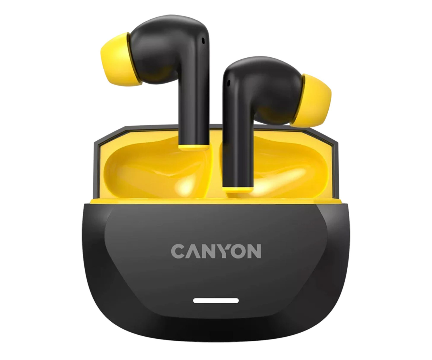 CANYON Słuchawki dokanałowe HEXAGON 7 TWS ANC+ENC Qi Czarno - Żółte