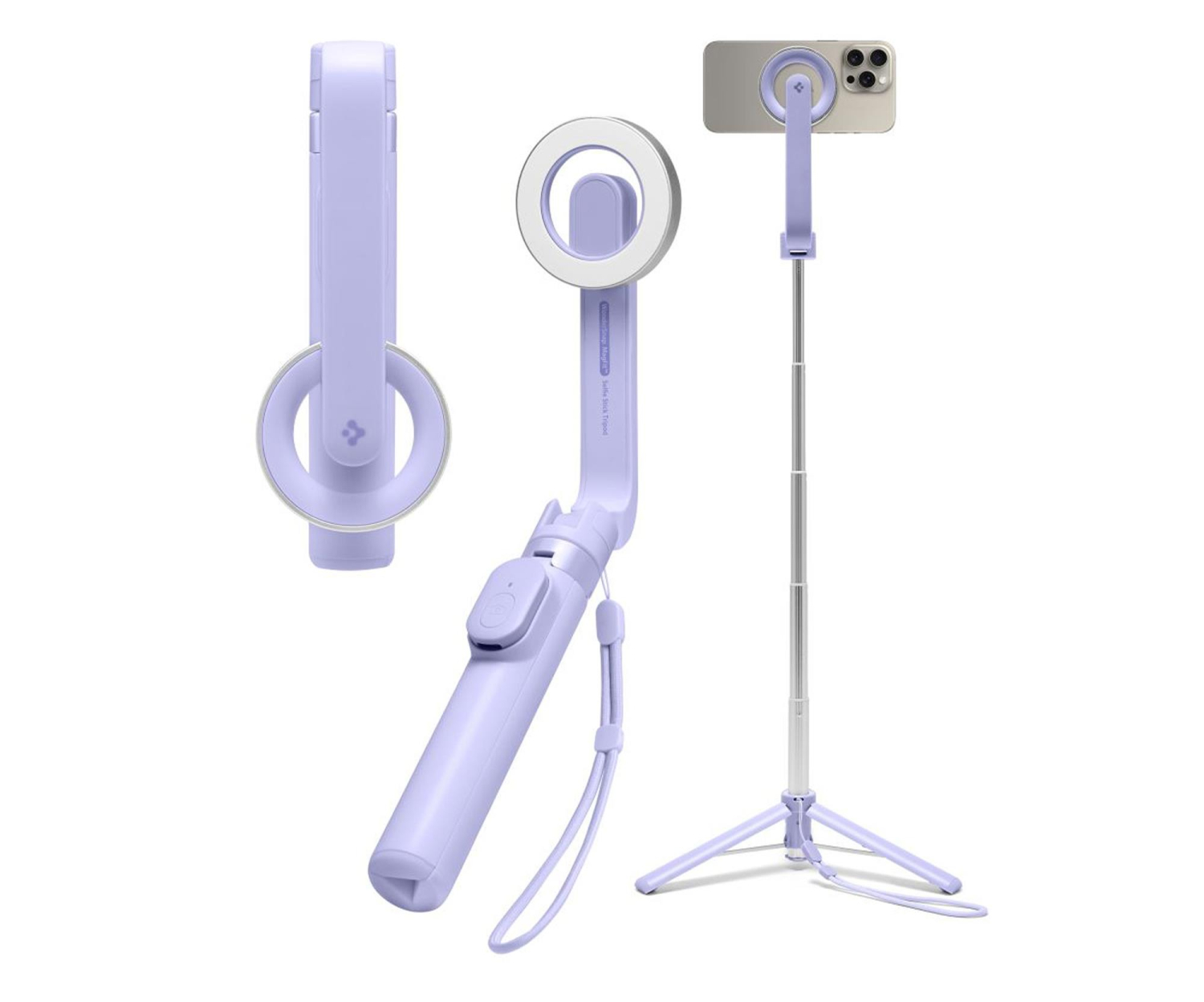 Spigen Magsafe Bluetooth Selfie Stick Tripod Lavender
