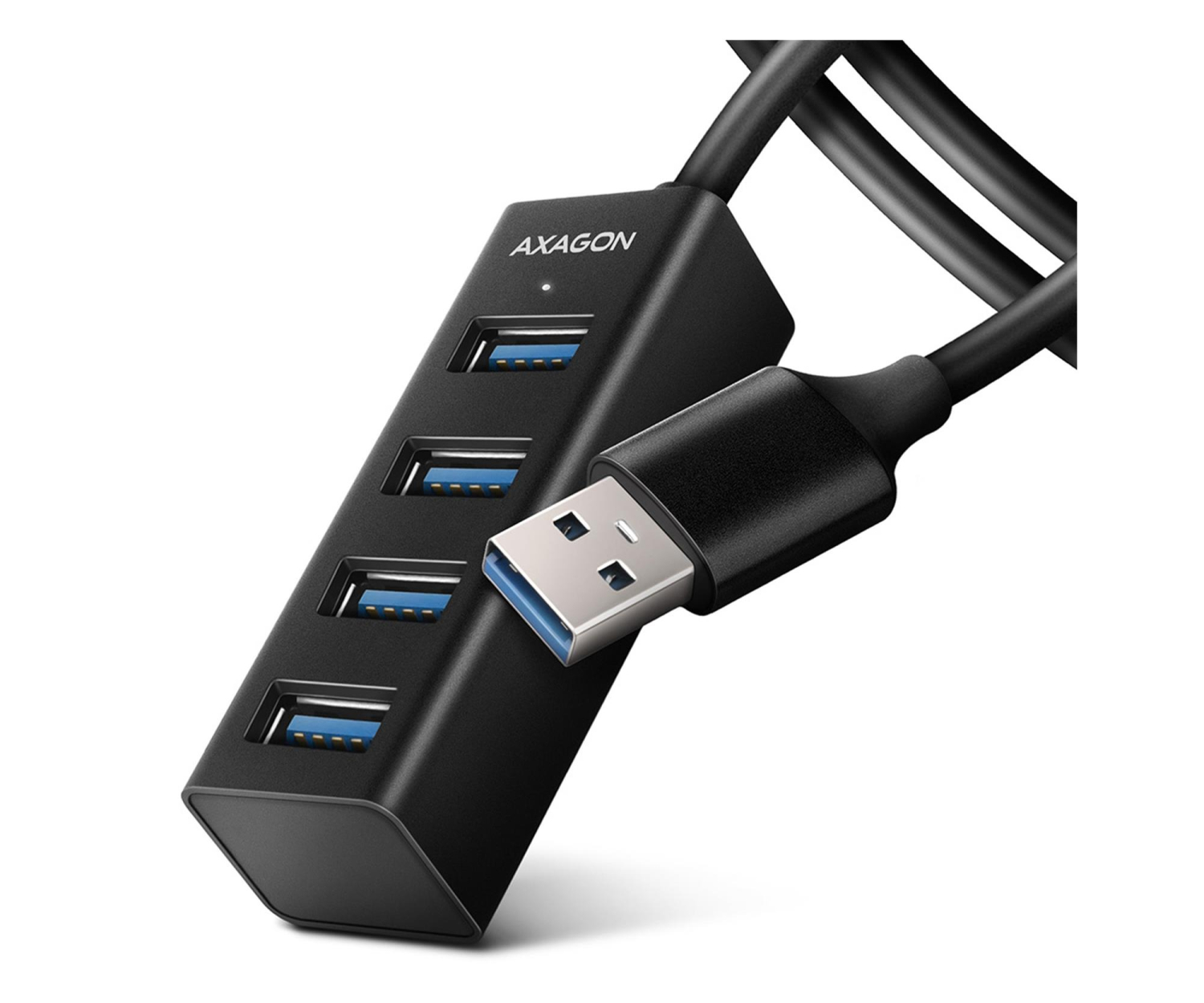 AXAGON HUE-M1AL Hub 4-portowy Mini metalowy USB 3.2 Gen 1, 1.2m USB-A kabel