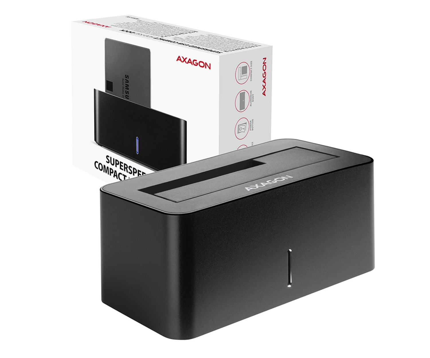 AXAGON ADSA-SN Stacja dokująca, USB 3.2 Gen 1 - 1x SATA 6G 2.5"/3.5" SSD/HDD