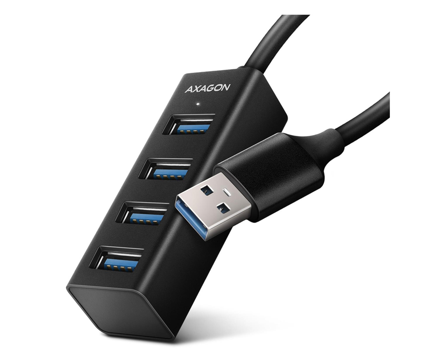 AXAGON HUE-M1A Hub 4-portowy Mini metalowy USB 3.2 Gen 1, 20cm USB-A kabel