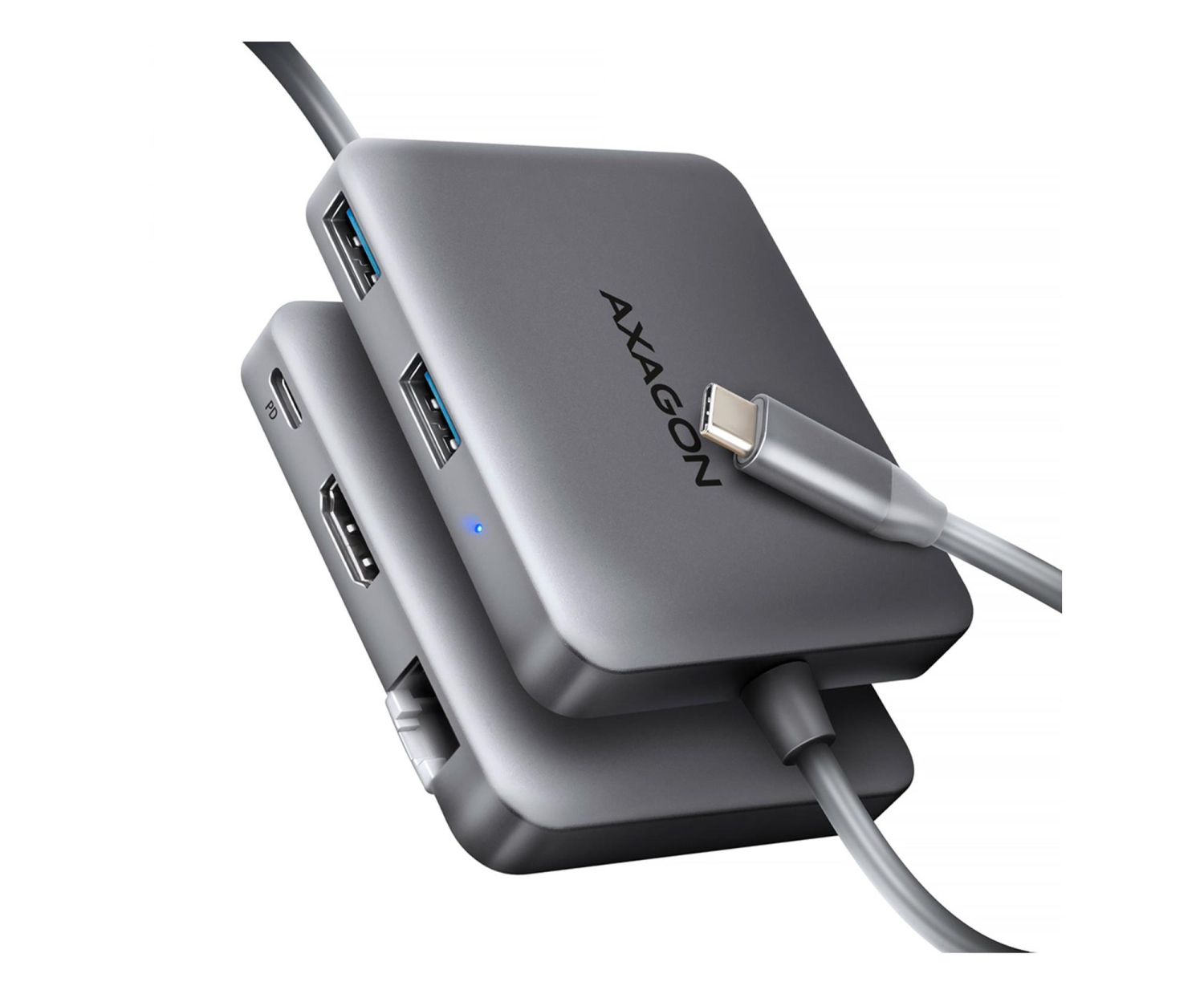 AXAGON HMC-5HL Wieloportowy hub USB 5in1, 5Gbps, 2x USB-A, HDMI 4K/60Hz, GLAN, PD 100W, 15cm USB-C kabel