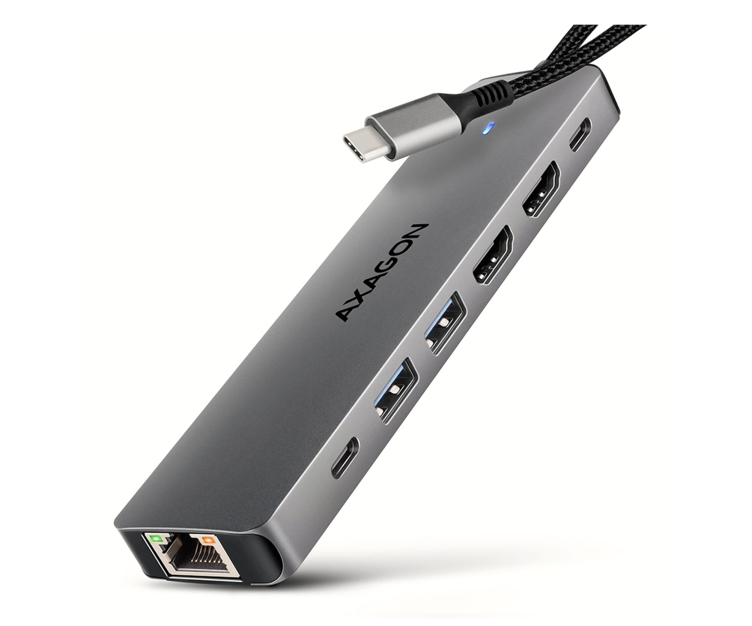 Axagon HMC-7HX2 USB-C 5Gbps DUAL 4K DISPLAY 7in1 hub