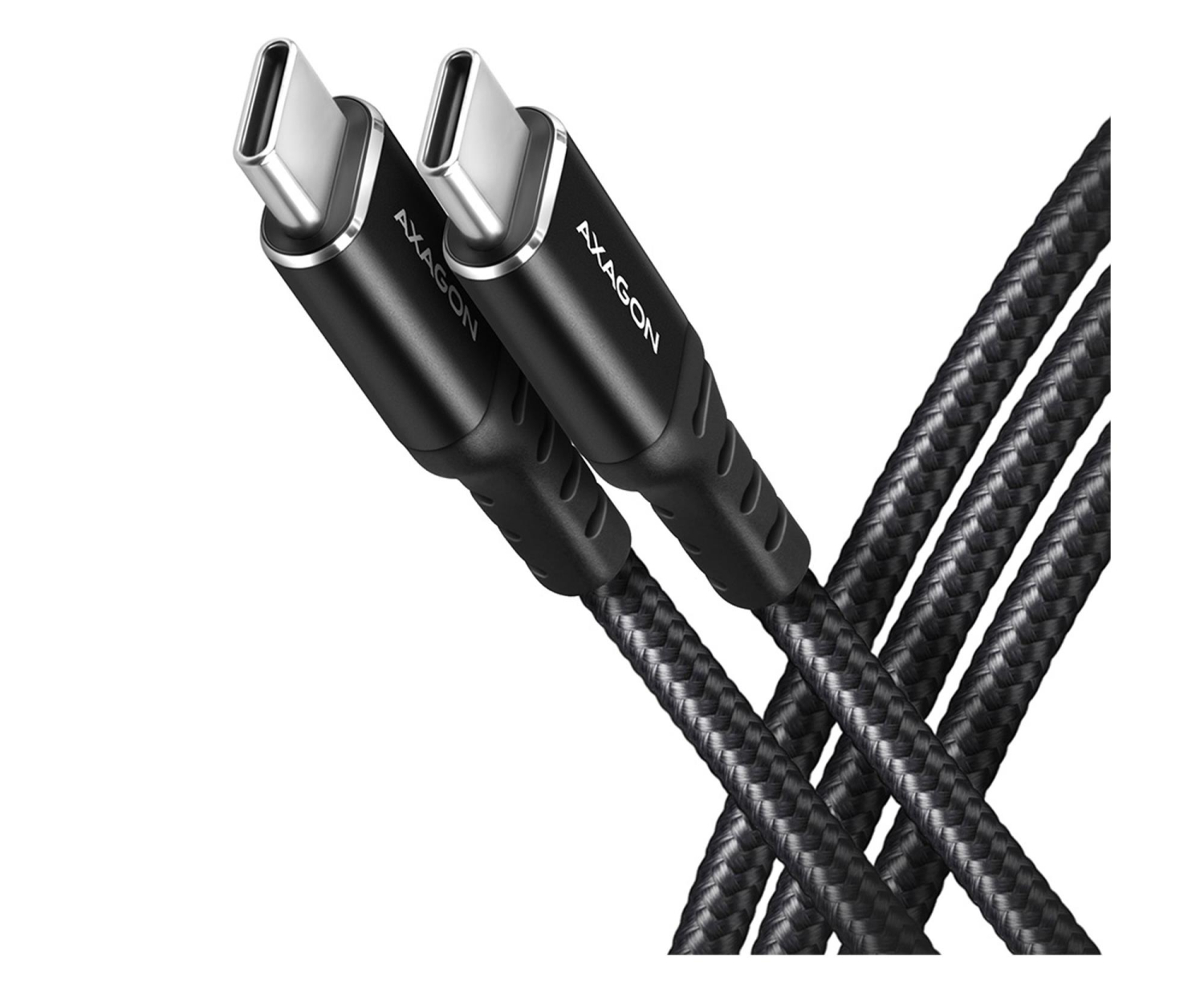 AXAGON BUCM-CM20AB Kabel USB-C - USB-C 2 m, USB 2.0, ładowanie PD 60W/QC4+/AFC/FCP, aluminiowe wtyki, w oplocie, czarny