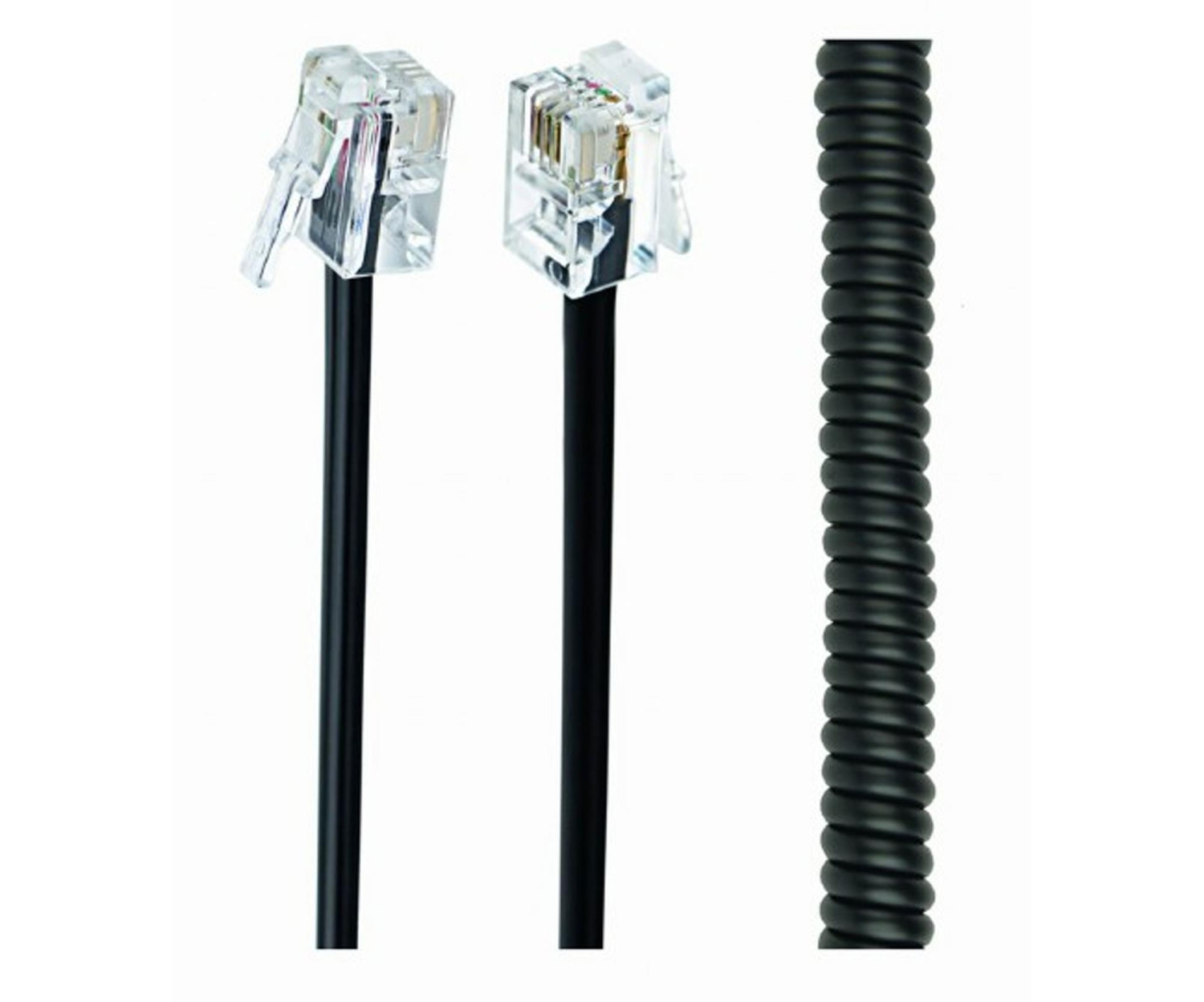 Gembird Spiralny kabel telefoniczny RJ10 (4P4C) 2m, czarny
