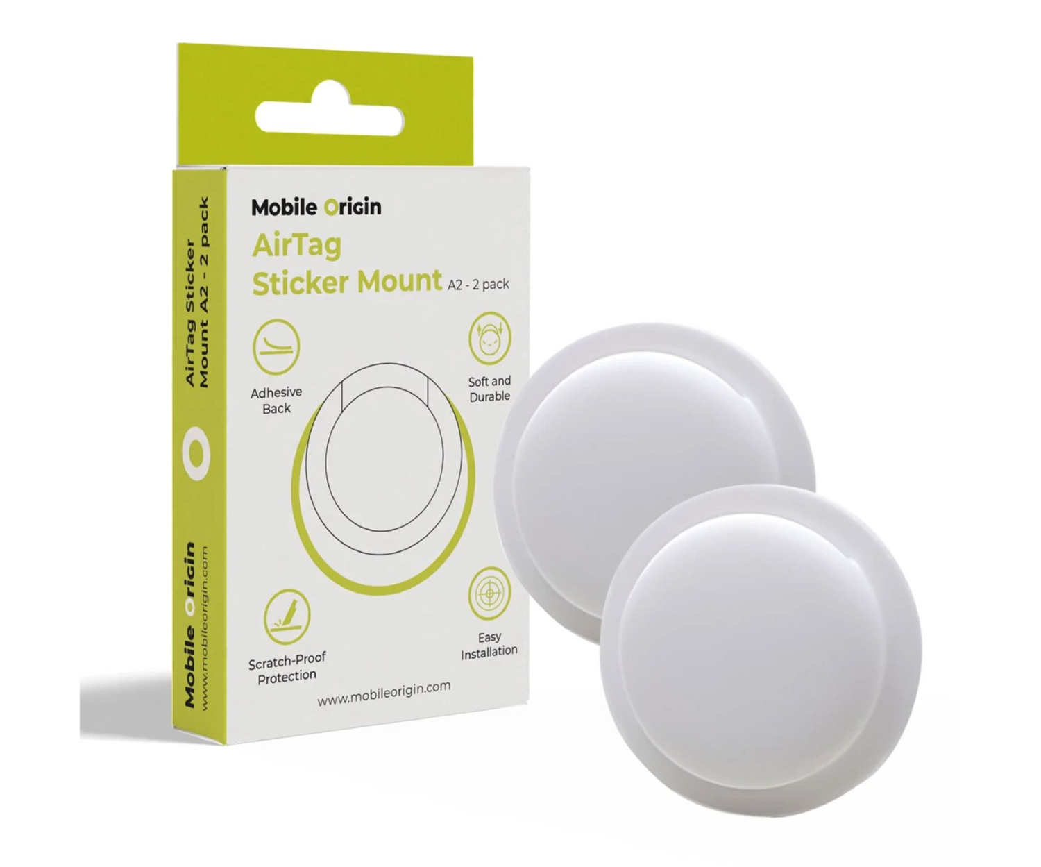 Mobile Origin Airtag Sticker Mount A2 2 pack white