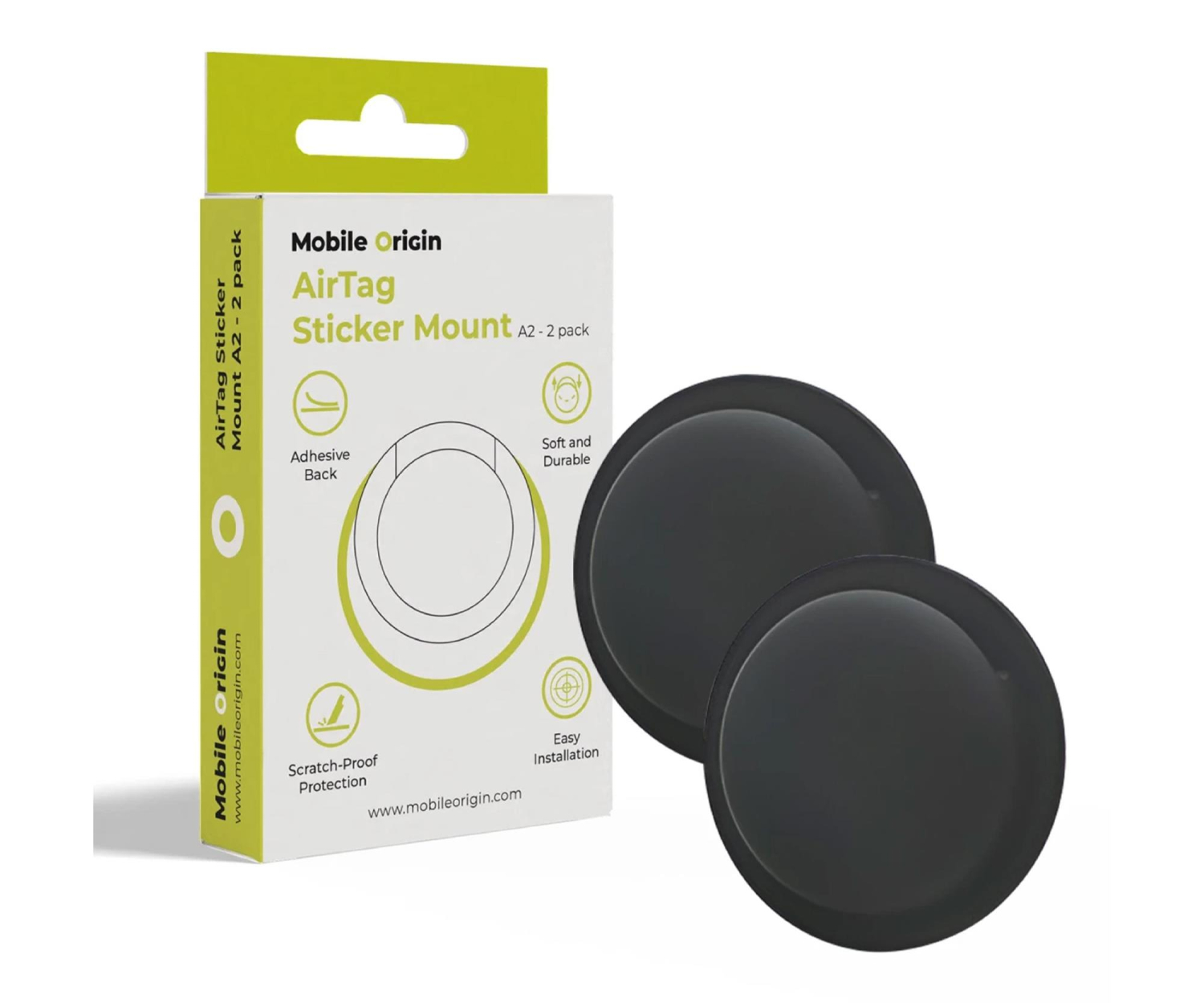 Mobile Origin Airtag Sticker Mount A2 2 pack black