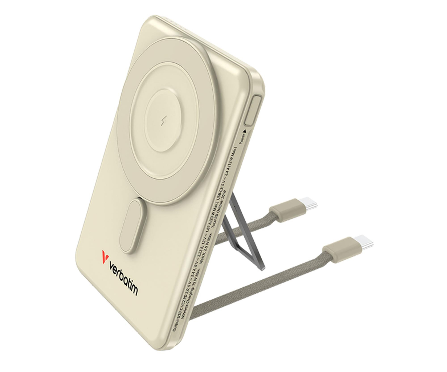 Verbatim Charge 'n' Go 2C Magnetic Wireless Charging 5000mAh Gold