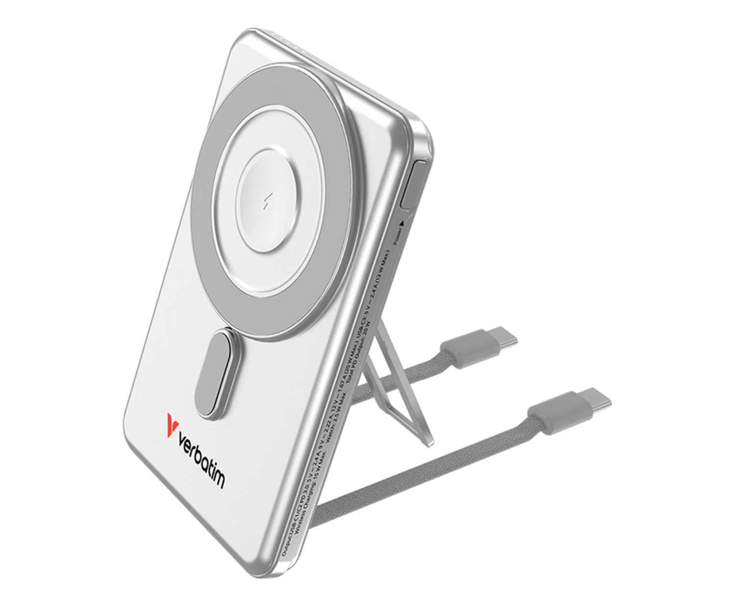 Verbatim Charge 'n' Go 2C Magnetic Wireless Charging 5000mAh Silver