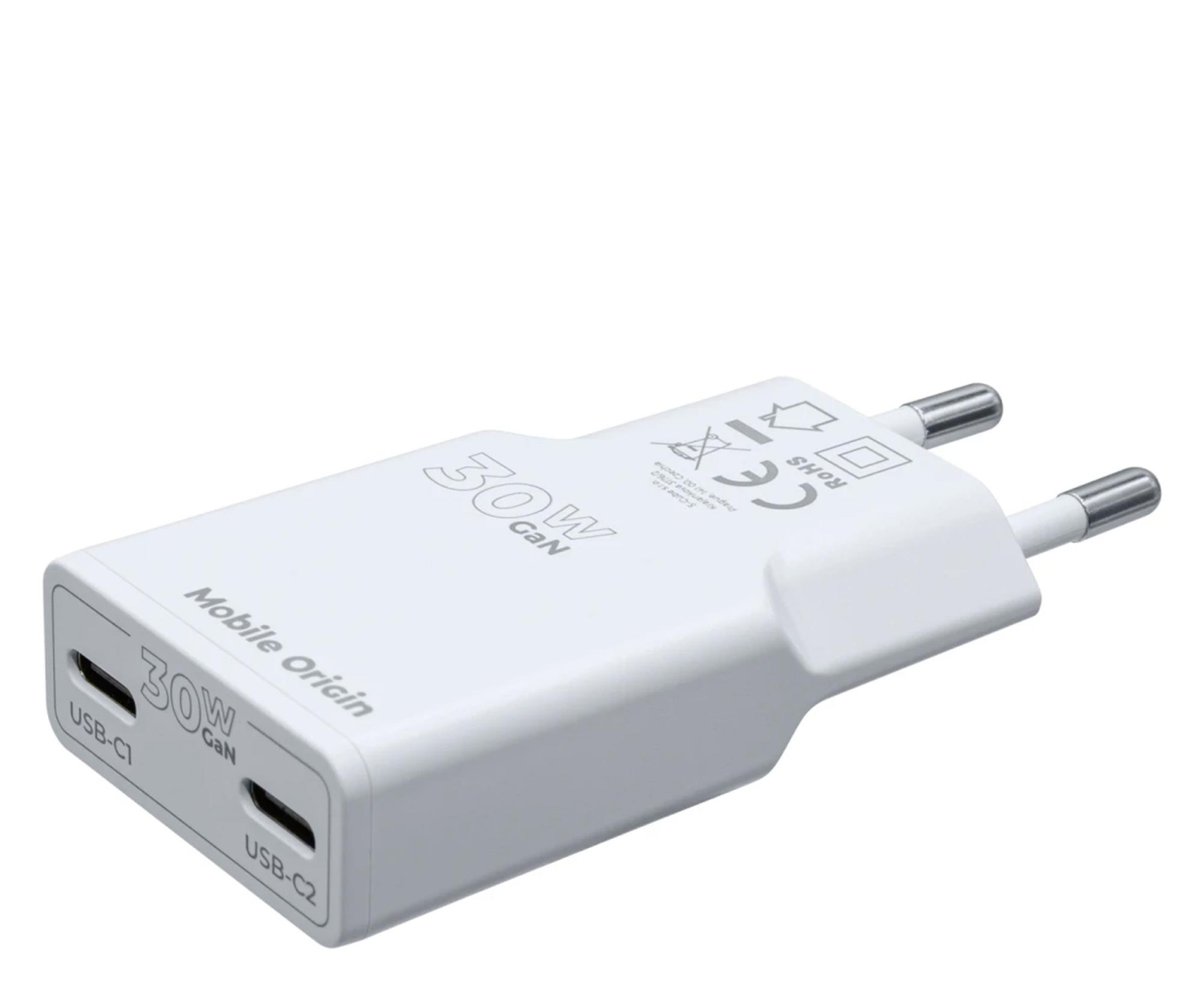 Mobile Origin GaN 30W Slim Charger MO18 Dual USB-C white