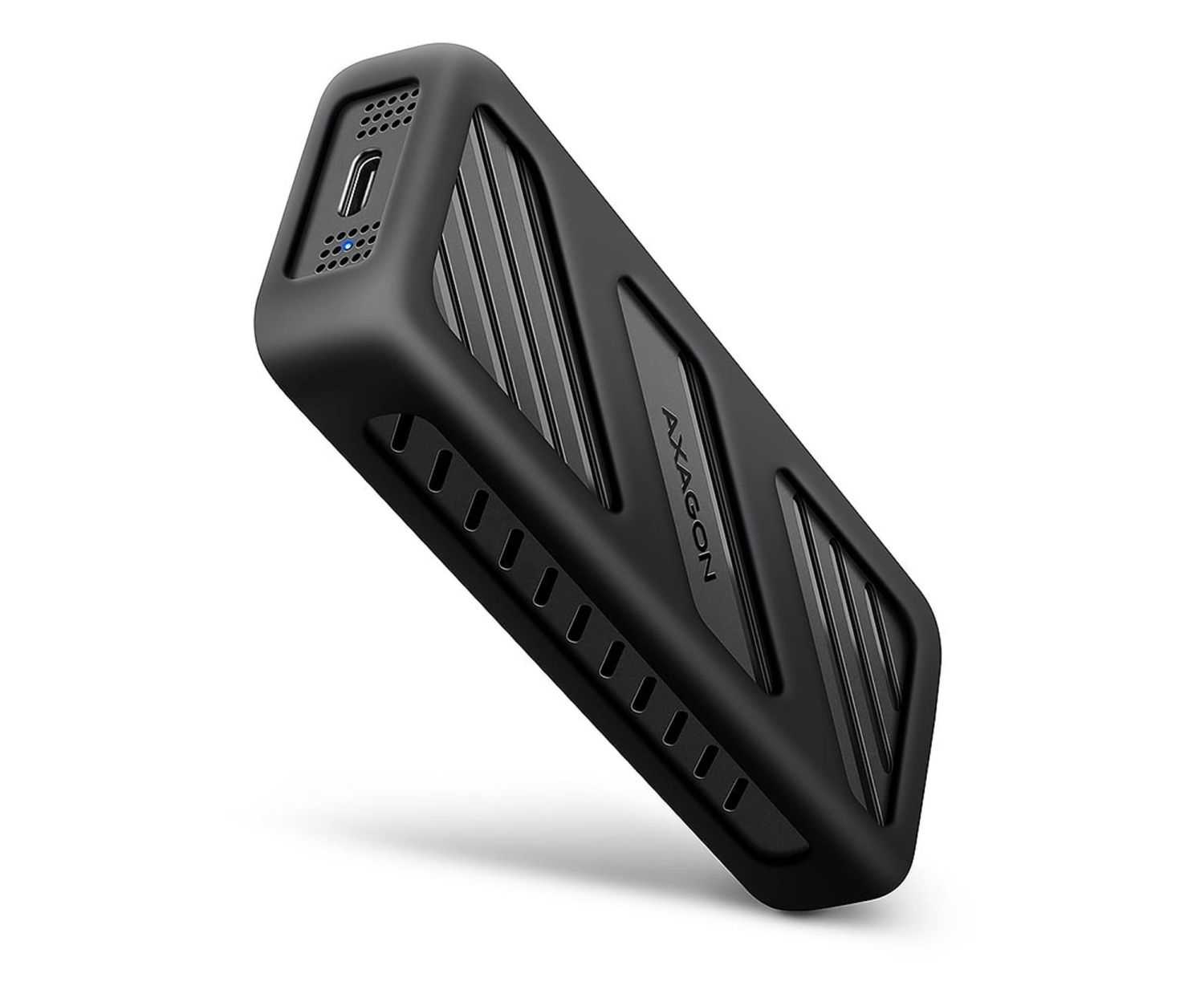 AXAGON EEM2-20G Obudowa zewnętrzna na dysk M.2 NVMe 2230-2280, USB-C 20Gbps do 2000 MB/s, UASP/TRIM, aluminiowa, etui silikonowe, czarna