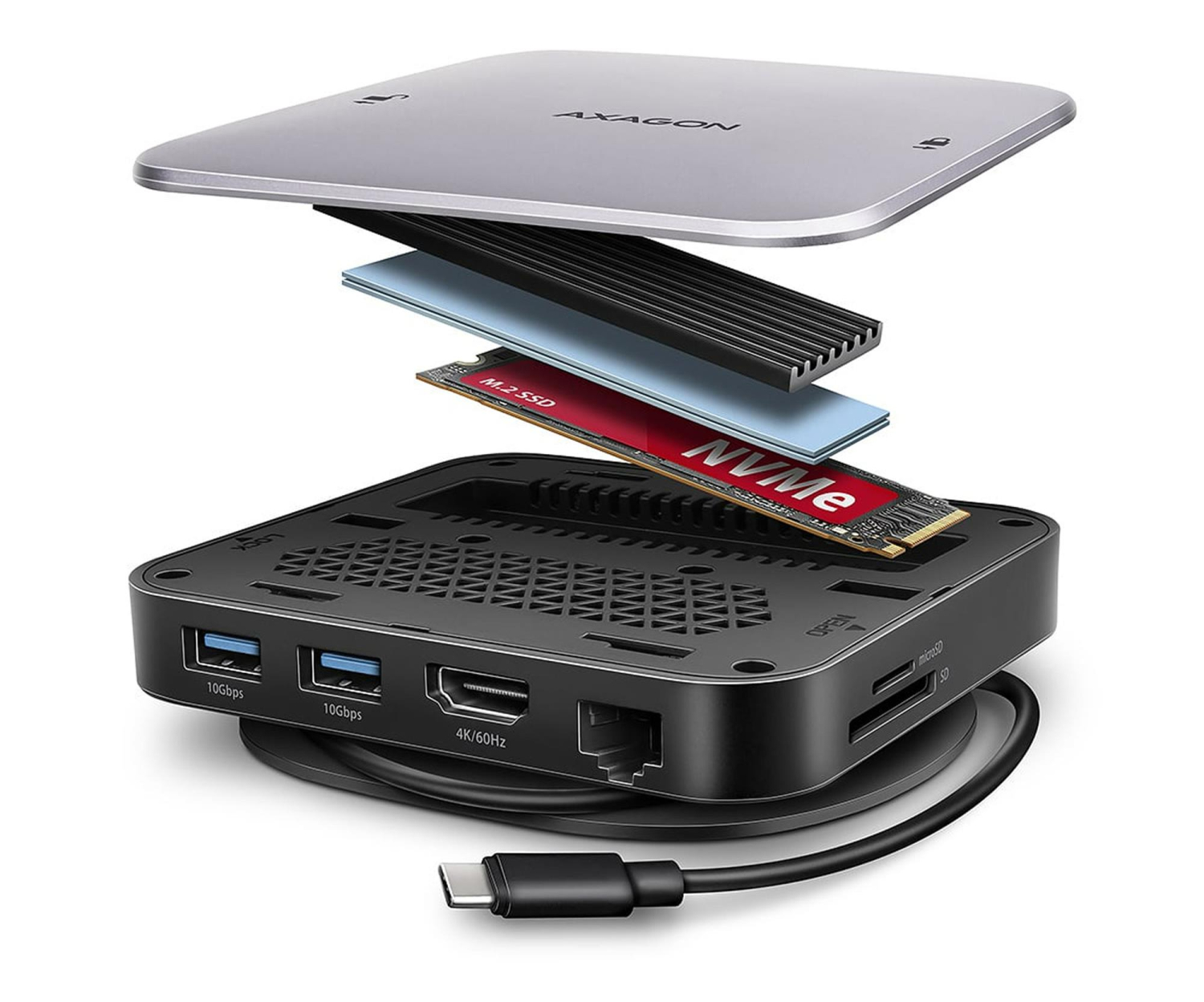 Axagon HMC-UFO USB-C 10Gbps UFO 9in1 hub