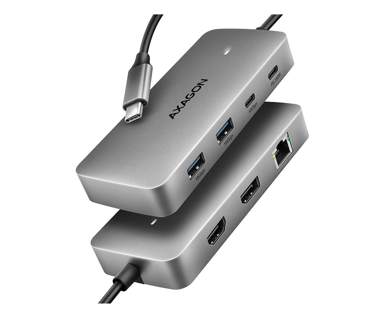 Axagon HMC-CUB83X2 USB-C 10Gbps DUAL 4K DISPLAY 7in1 hub