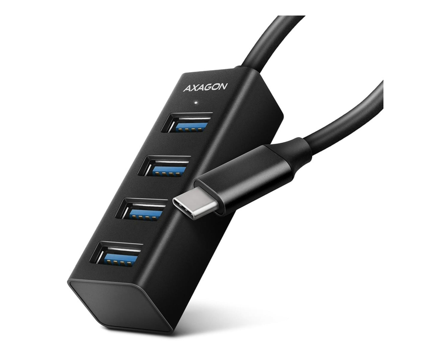 AXAGON HUE-M1C Hub 4-portowy Mini metalowy USB 3.2 Gen 1, 20cm USB-C kabel