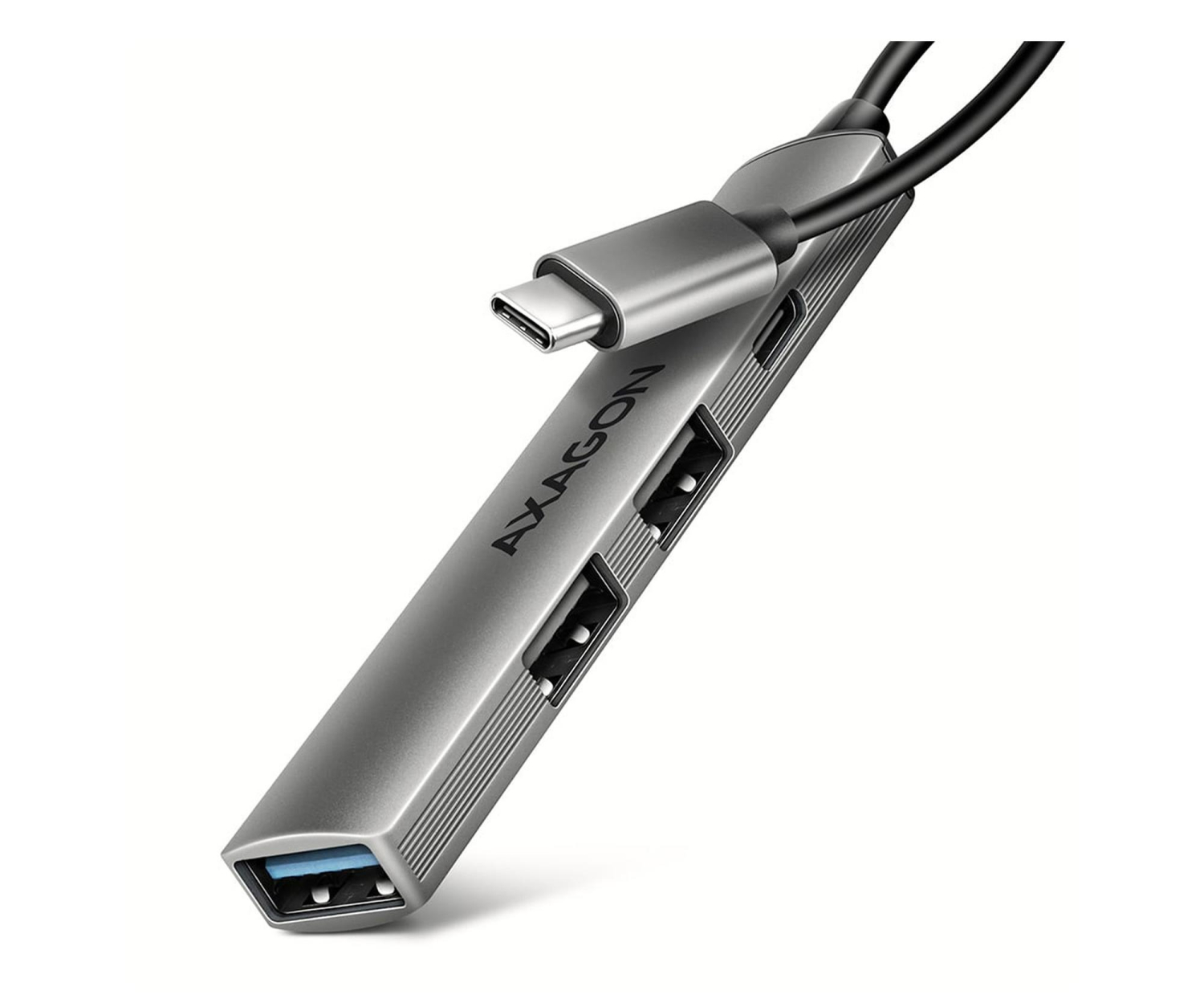 AXAGON HUE-STC HUB 4-portowy 1x USB-A 5Gbps, 2x USB2.0 + 1x USB-C 2.0, 12cm kabel USB-C