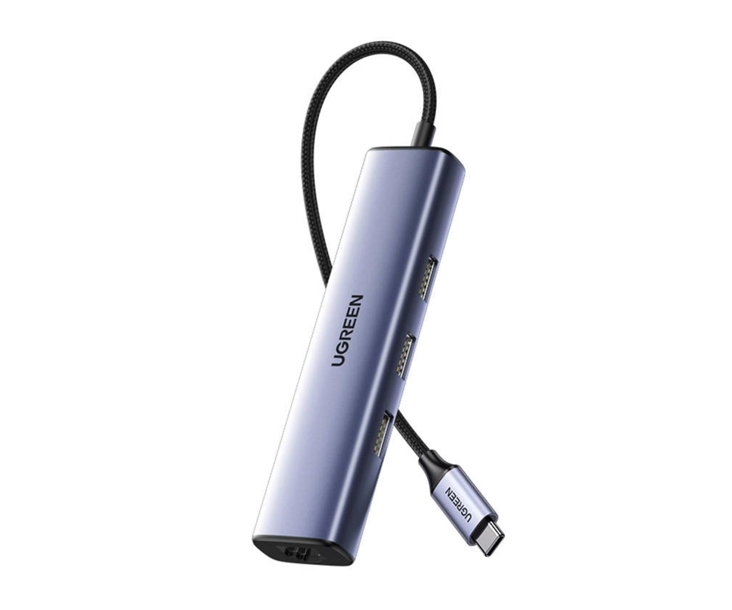 UGREEN Adapter CM475 Hub USB-C do 3x USB 3.0 RJ45 USB-C PD szary