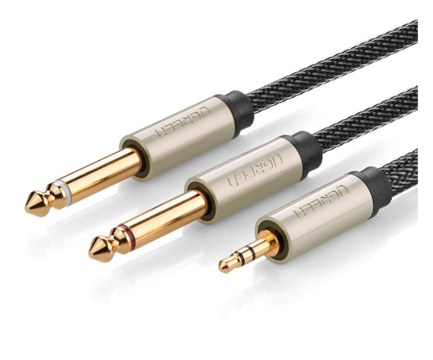 UGREEN AV126 Kabel TRS 3.5 mm do 2x TS - 1m szary