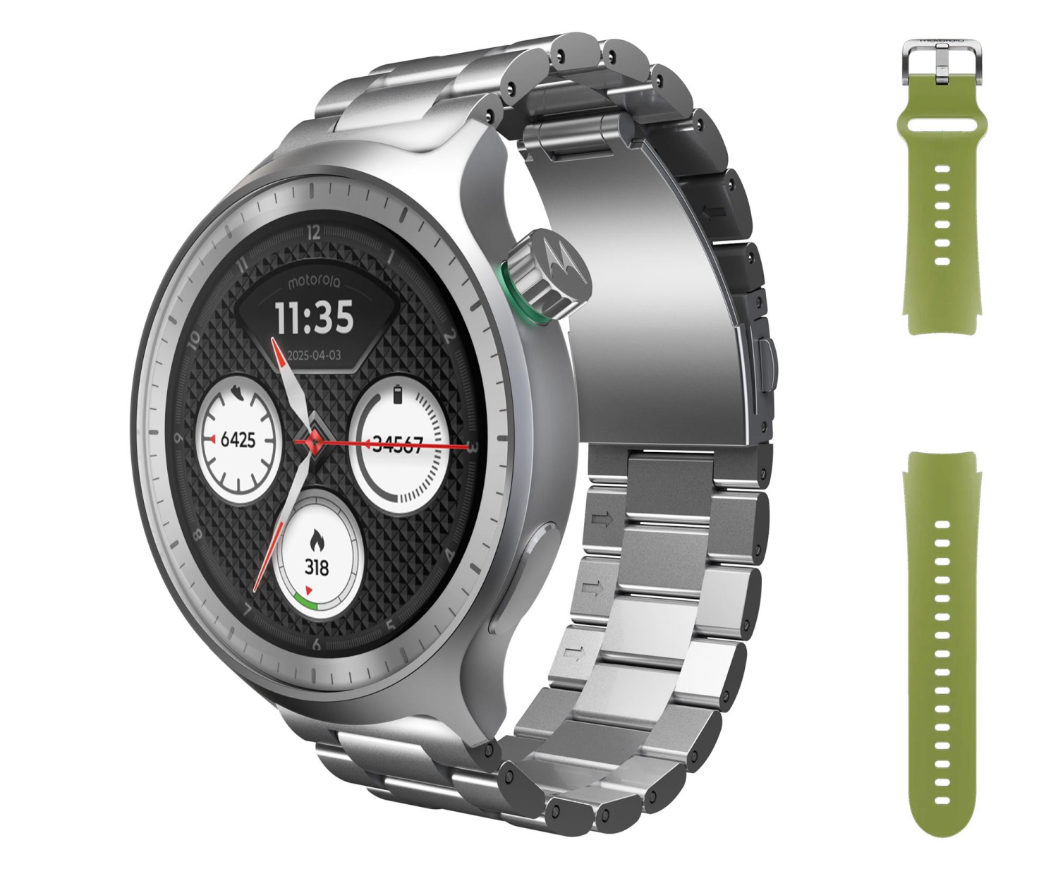 Motorola moto watch Silver Stainless Steel + Herbal Garden Silicone