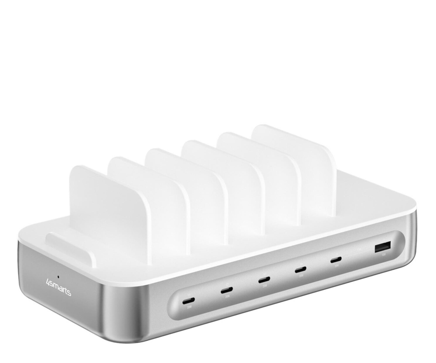 4smarts Stacja ładująca Team 100W 5xUSB-C z zestawem 6 kabli srebrny