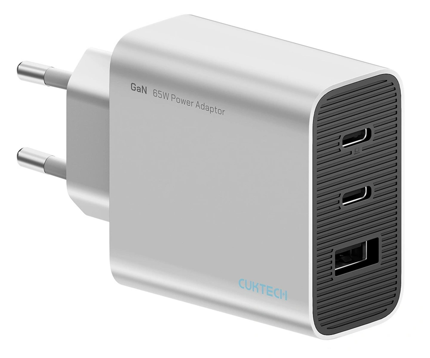 Cuktech Ładowarka sieciowa 65W GaN 2xUSB-C 1xUSB-A - szara