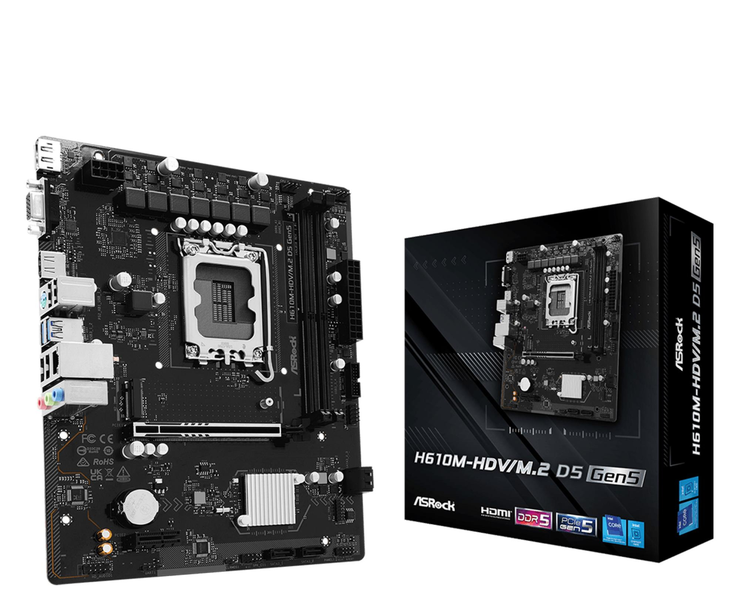 ASRock Płyta główna H610M-HDV/M.2 D5 GEN5 s1700 2DDR5 DP/HDMI mATX