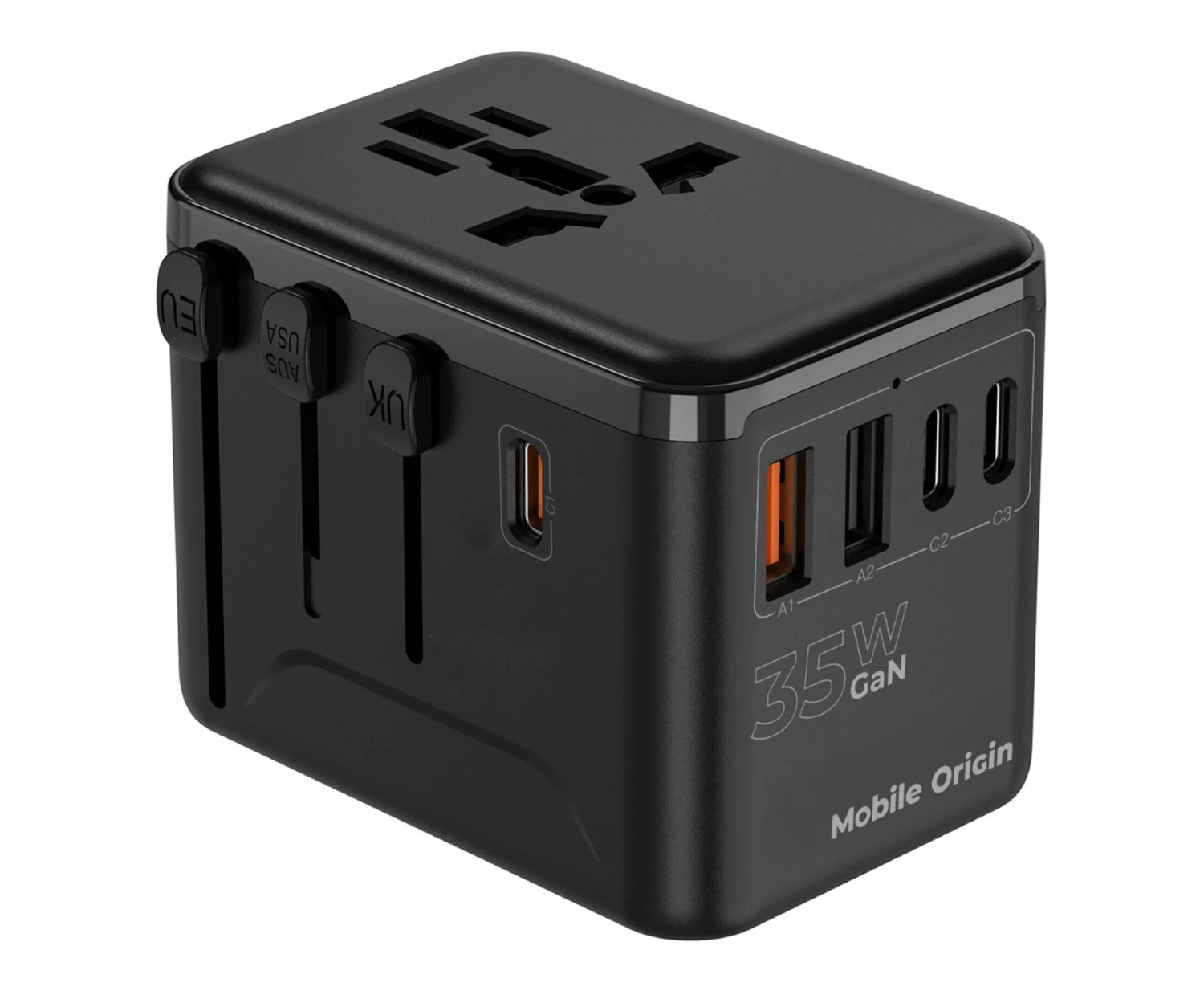 Mobile Origin GaN 35W Travel Adapter PW4 EU/UK/US/AUS3x USB-C + 2x USB-A