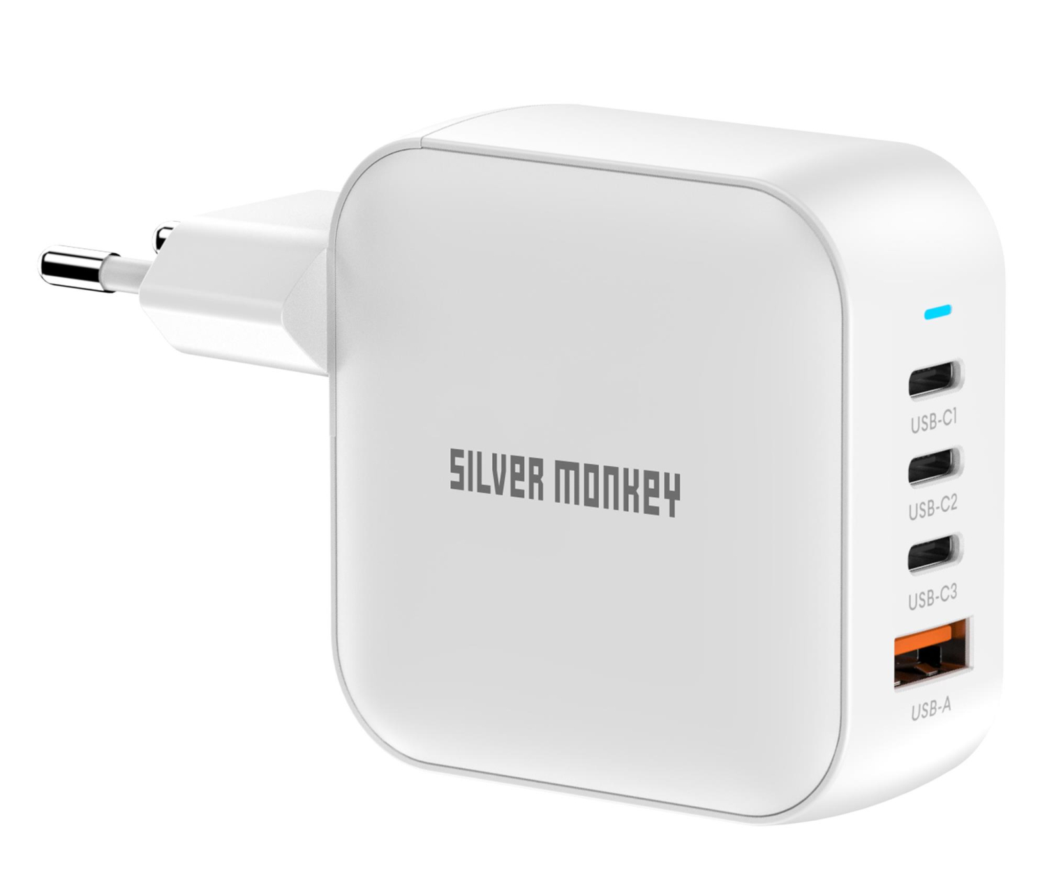 Silver Monkey Ładowarka GaN Smart Quadro 100W PD Biała