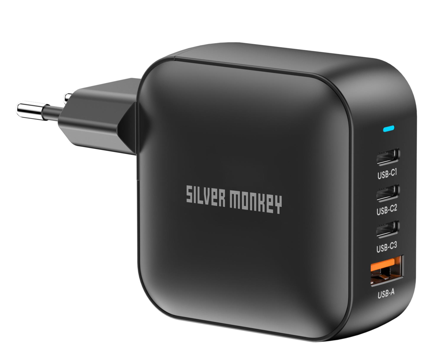 Silver Monkey Ładowarka GaN Smart Quadro 100W PD Czarna