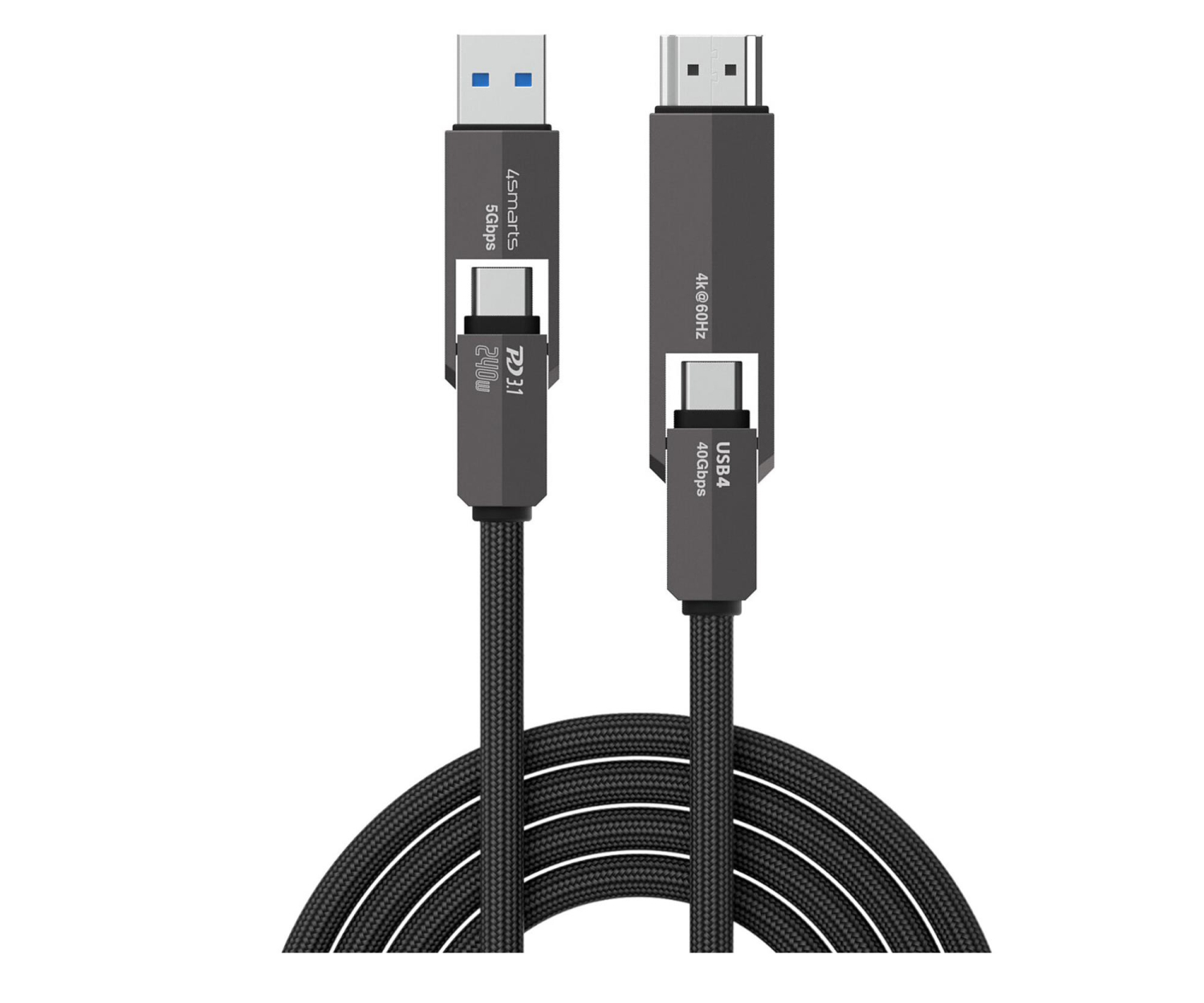 4smarts Kabel ComboCord USB4 HDMI 240W   1.5m czarny