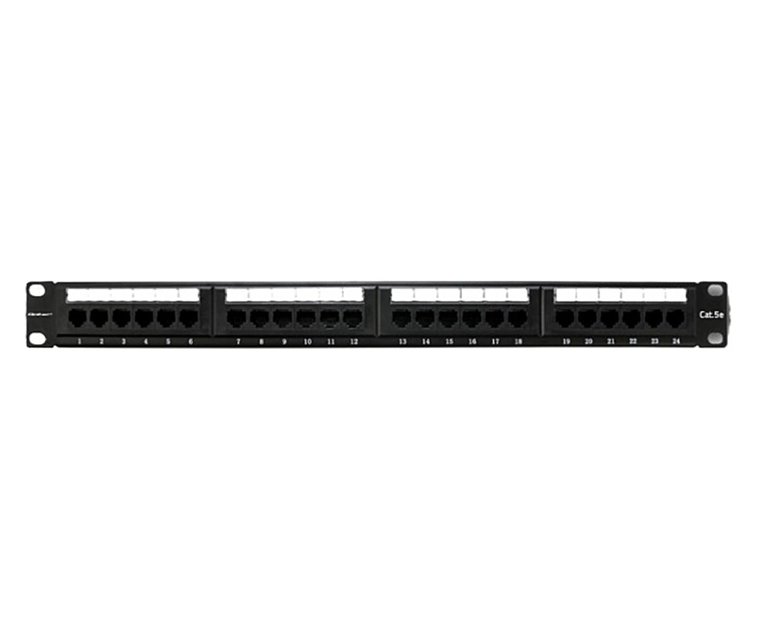 Qoltec Patch panel RACK 24 porty kat.5E UTP czarny