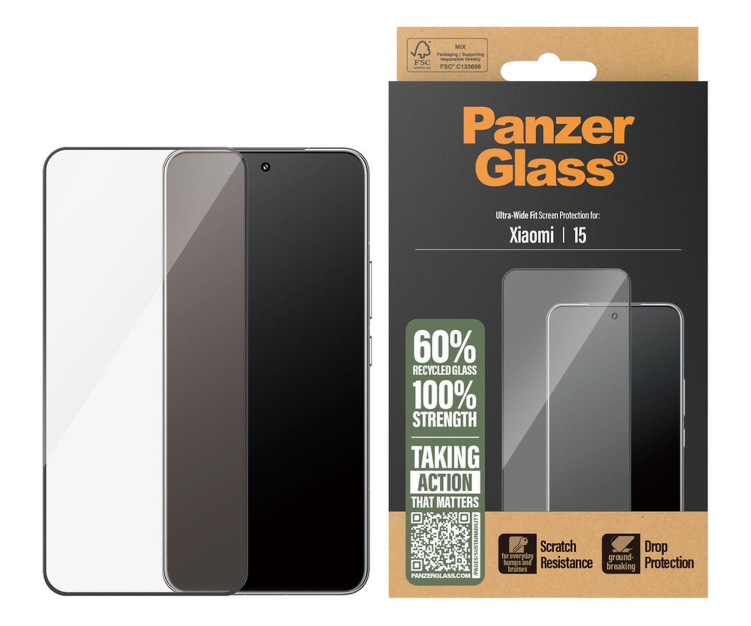 PanzerGlass Ultra-Wide Fit w. Black Frame do  Xiaomi 15