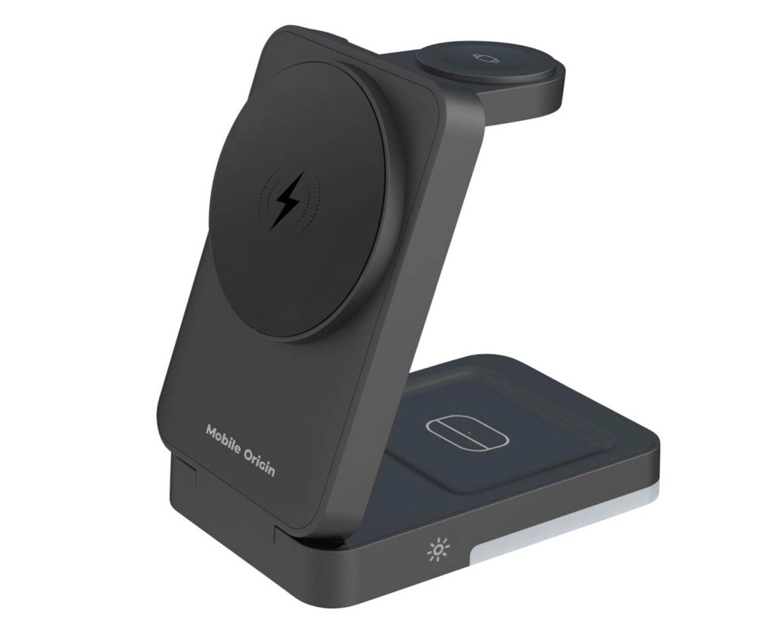 Mobile Origin 3in1 Foldable Charging Stand with light, PW28, black