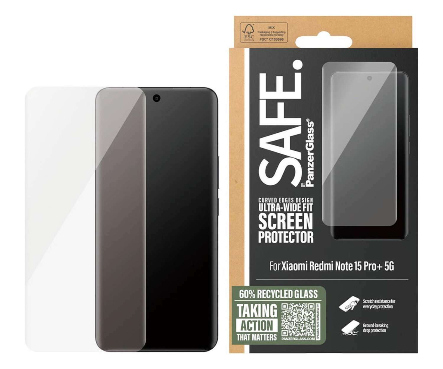 PanzerGlass SAFE Ultra-Wide Fit do Xiaomi Redmi Note 15 Pro+ 5G