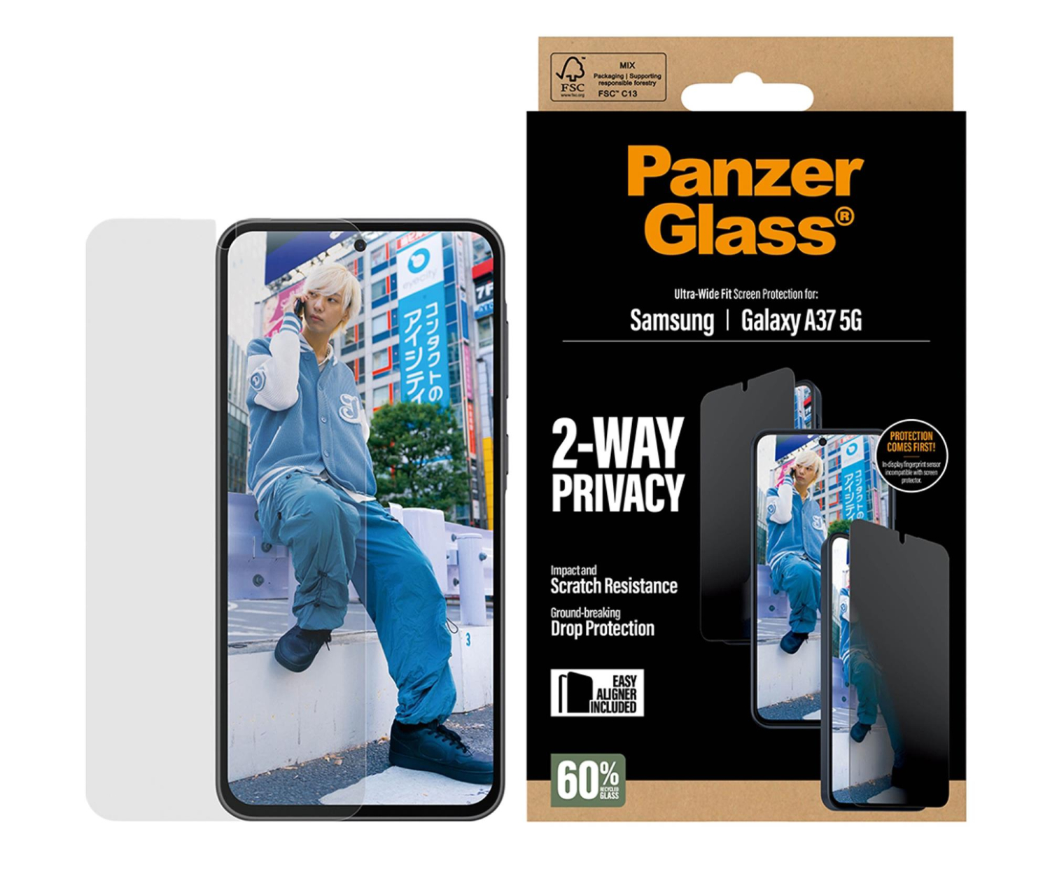 PanzerGlass Ultra-Wide Fit do Samsung Galaxy A37 5G privacy