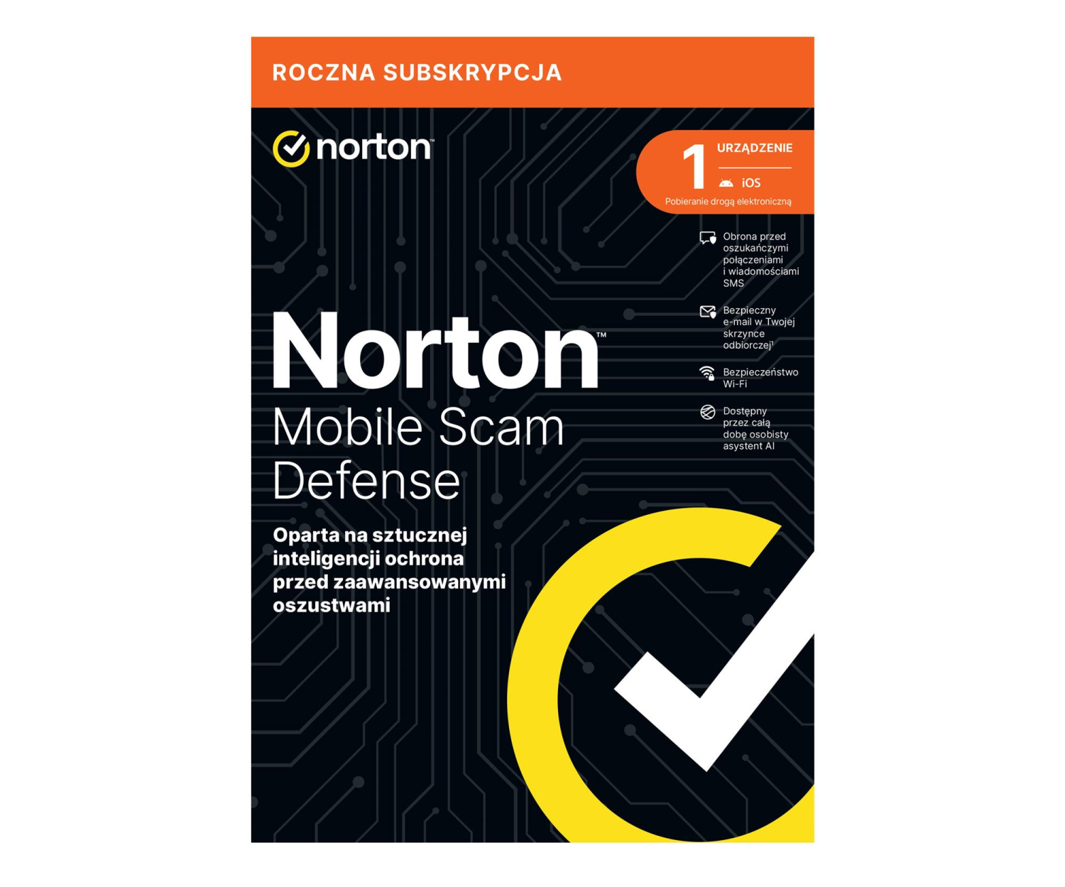 NortonLifeLock Mobile Scam Defence 1st. (12 m.) ESD - wyślemy Ci klucz, gdy dostaniemy płatność