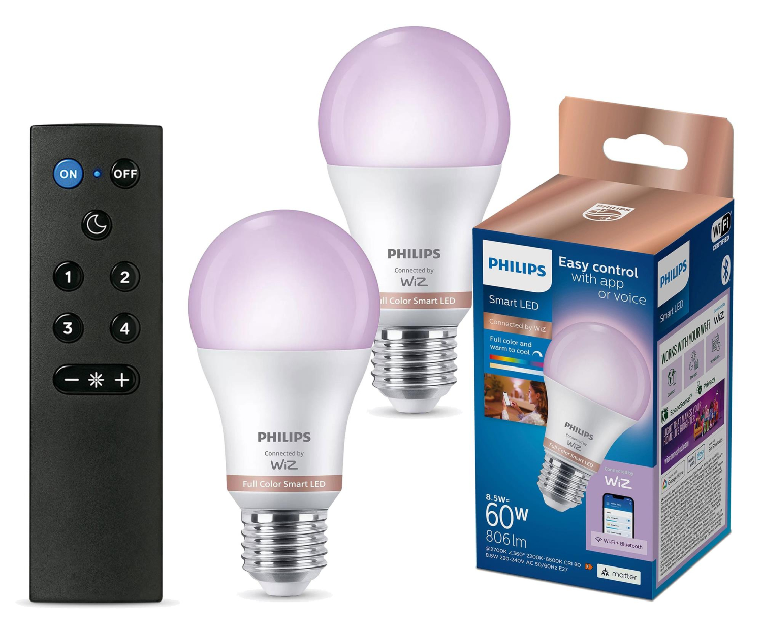 Philips Smart żarówka 60W A60 E27 2 szt. + Pilot
