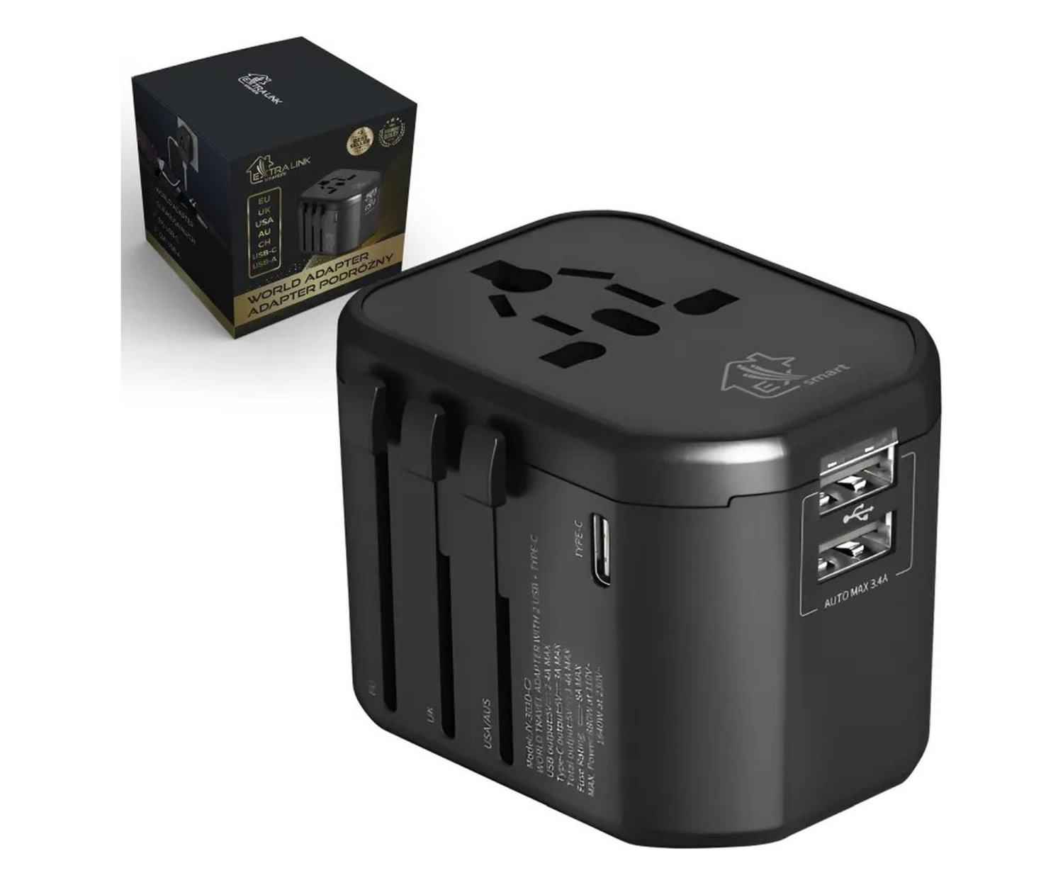 ExtraLink SMART LIFE ADAPTER DLA PODRÓŻNYCH EU/UK/USA/AU/CH