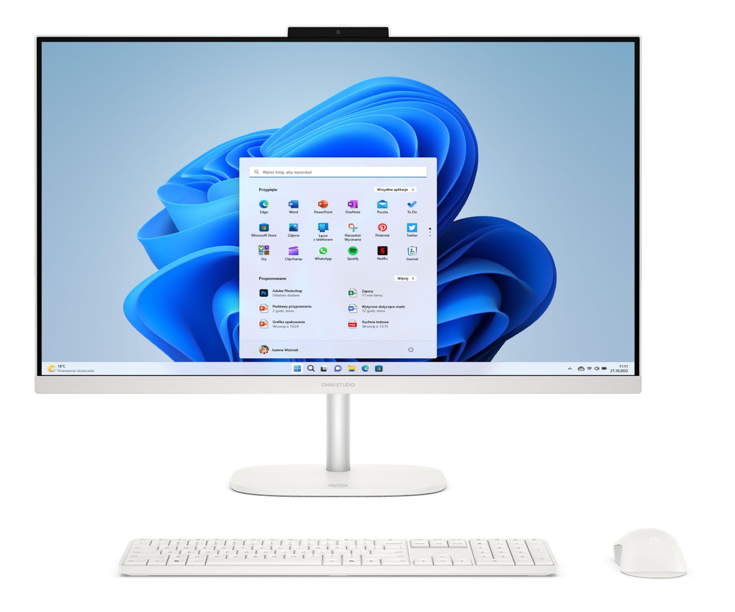 HP OmniStudio AIO 27 Ryzen 5-40/16GB/512/Win11 120Hz Biały