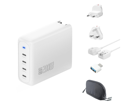 Ładowarka do smartfonów 4smarts Flex Pro Travel GaN 200W 4xUSB-C biały