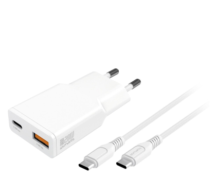 Ładowarka do smartfonów 4smarts PDPlug Slim Duos 20W GaN USB-C+USB-A + kabel USB-C 1.5m